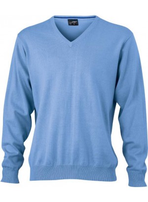 James & Nicholson Férfi V-nyakú Pulóver világoskék színben