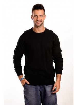 Férfi Pulóver Kerek nyakú Fekete 