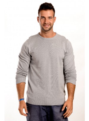 Elegáns Férfi Pulóver Kerek nyakú Szürke 