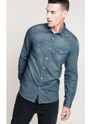 Férfi  Farmer Ing Hosszú Ujjú